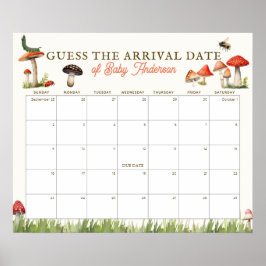 Poster Mushroom & Bee Guess The Due Date Calendar
