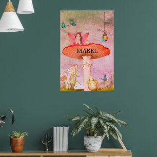 Poster Mushroom Fantasy Fairy Nursery