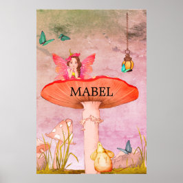 Poster Mushroom Fantasy Fairy Nursery