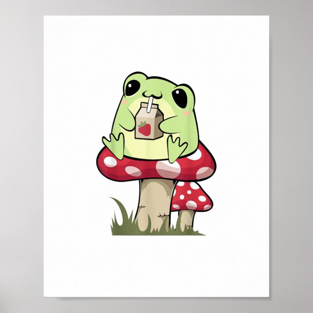 Poster Mushroom Frog Goblincore Mycology Creative Style (Frente)