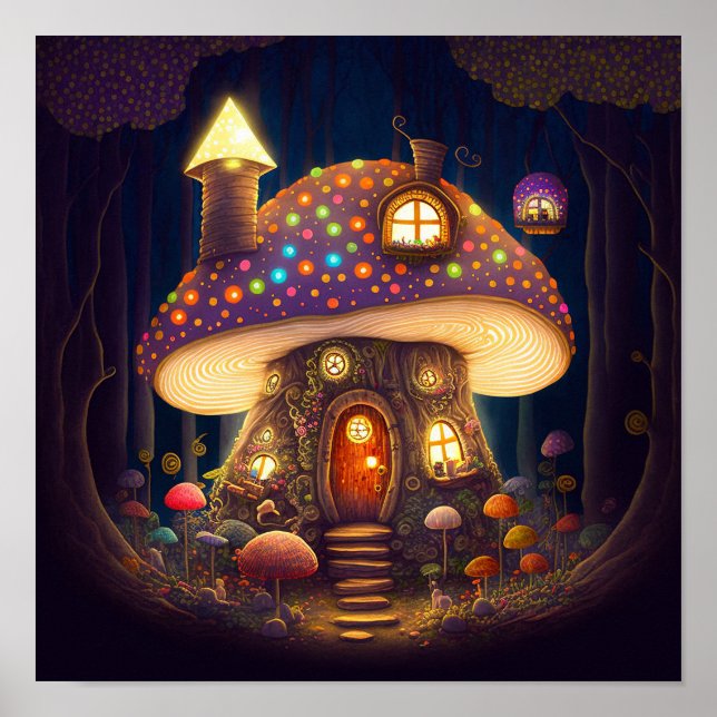 Poster Mushroom House Fantasy Art (Frente)