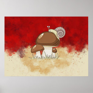 Poster Mushroom Hunter Cogumelos Aquarela