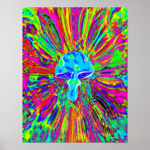 Pôster Mushroom Tye Dye Neon