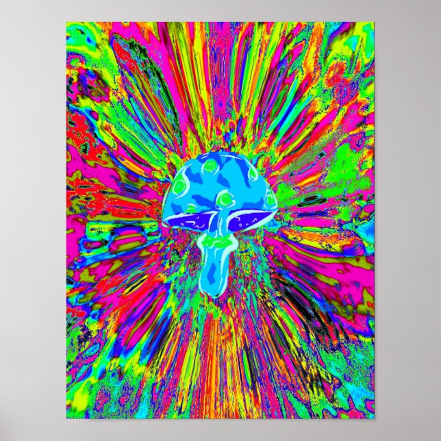 Pôster Mushroom Tye Dye Neon (Frente)