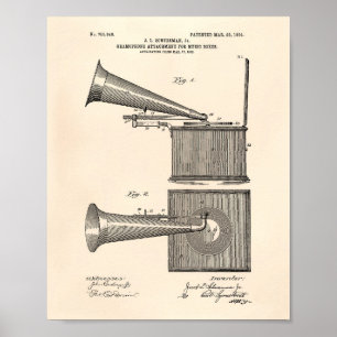 Poster Music Boxs 1904 Patent Art Old Peper