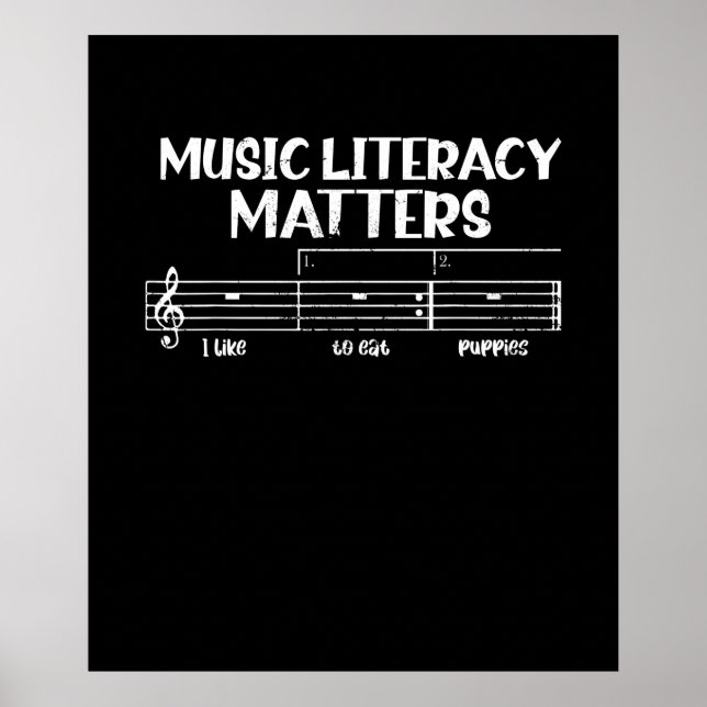 Poster Music Literacy Matters I Like To Eat Puppies (Frente)
