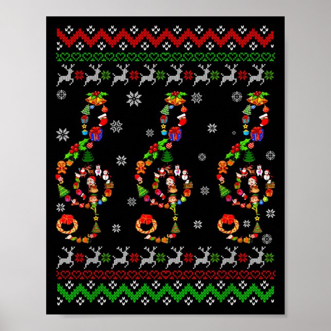 Poster Music Note Christmas Ugly Sweater Musical Teacher  (Frente)