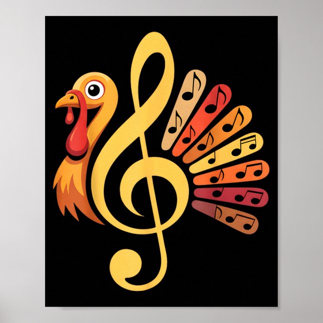 Poster Music Note Symbol Turkey Teacher Fall Thanksgiving (Frente)