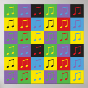 Poster Music Notes 8º Padrão de Arte Pop