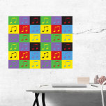 Poster Music Notes 8º Padrão de Arte Pop<br><div class="desc">Você gosta de arte musical temida? Você gosta de pop art? Esta poster tem um padrão de pop de arte de 8ª anotações de música feitas em amarelo, verde, roxo, azul, vermelho e preto.</div>