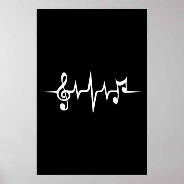 Poster Music Pulse Notes Clef Frequency Wave Sound (Frente)