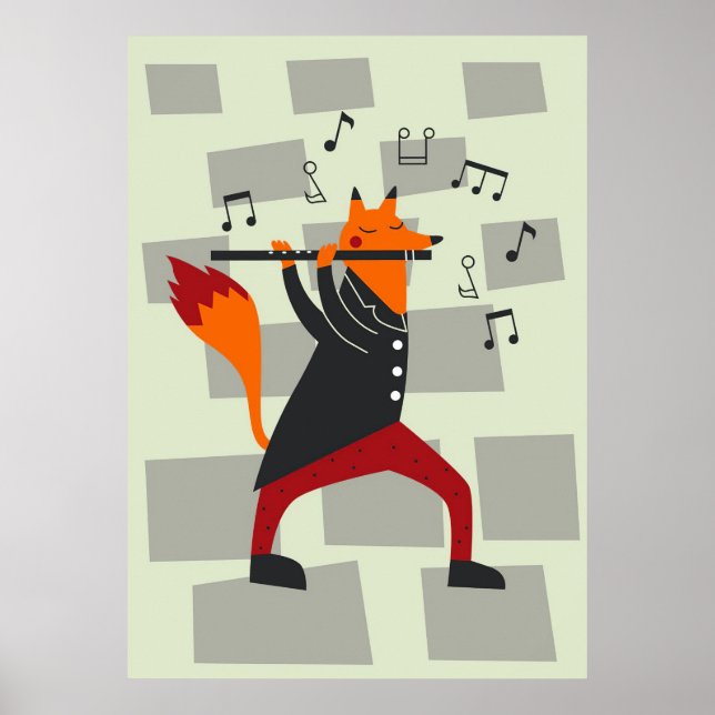 Poster Música Arte A Fox E Flute (Frente)