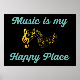 Poster Música Arte Música É Meu Lugar Feliz