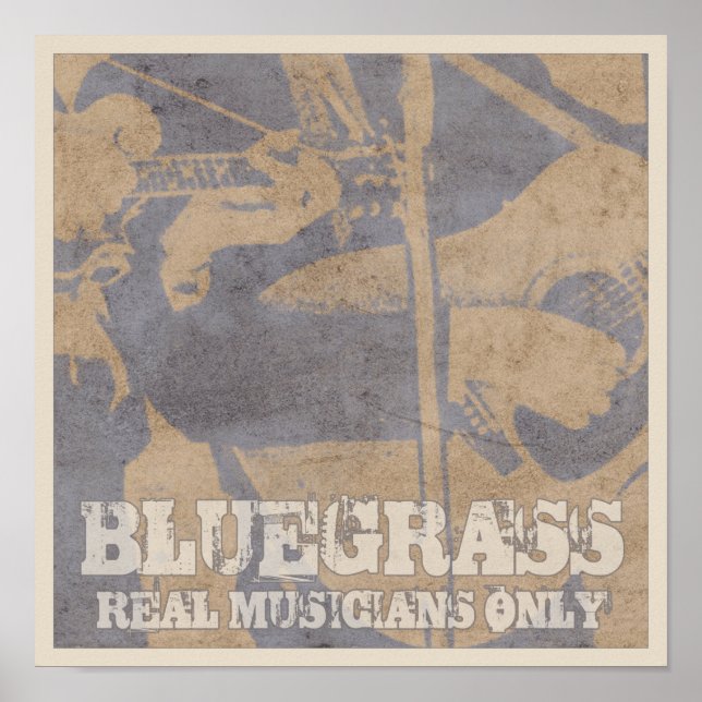 Poster Música Bluegrass Músicos reais apenas aflitos (Frente)