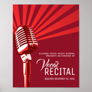 Poster Música clássica de microfone de recital vocal ve