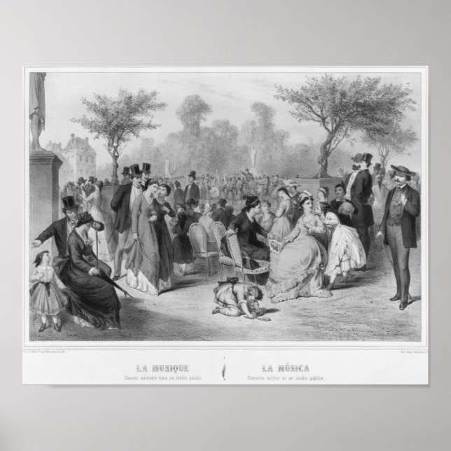 Pôster Música, concerto militar em um jardim público (Frente)