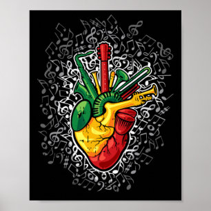 Poster Música Coração Mês da História Negra Cores Homens