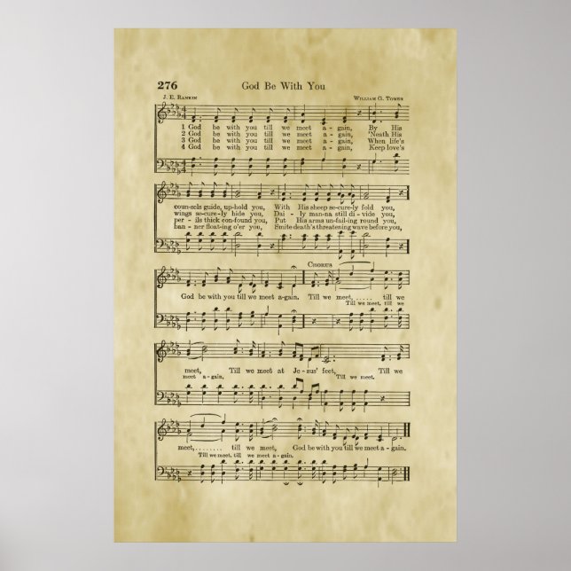 Poster Música da Partitura do Evangelho Deus Esteja Com V (Frente)