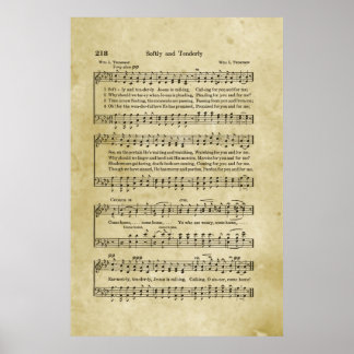 Poster Música de Hino Gospel Suave e Ternamente