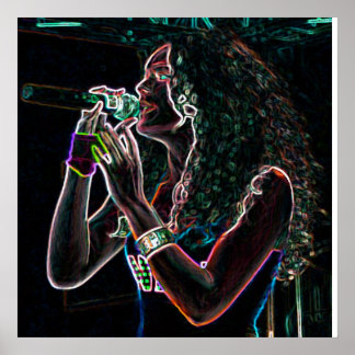Pôster música de microfone de cantora bonito