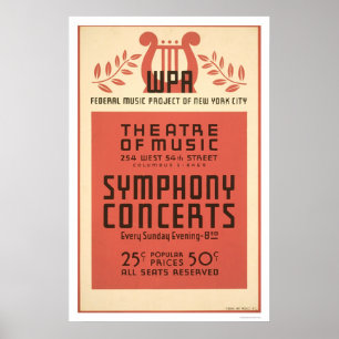 Poster Música de teatro WPA 1940 de New York