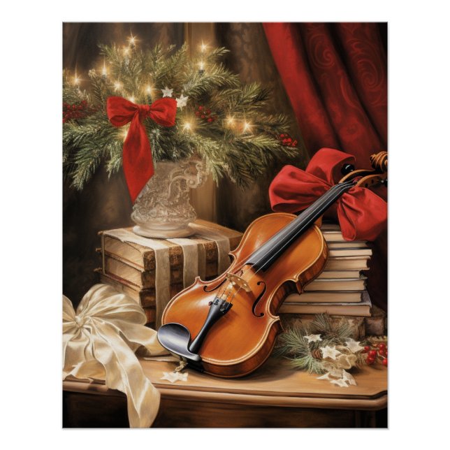 Pôster Música de Violino de Natal (Frente)