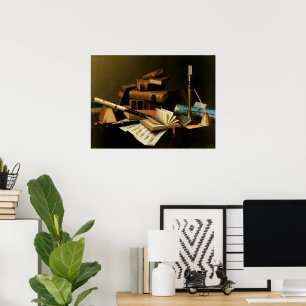 Pôster Música e Literatura por William Harnett, Arte Fino