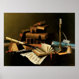 Pôster Música e Literatura por William Harnett, Arte Fino