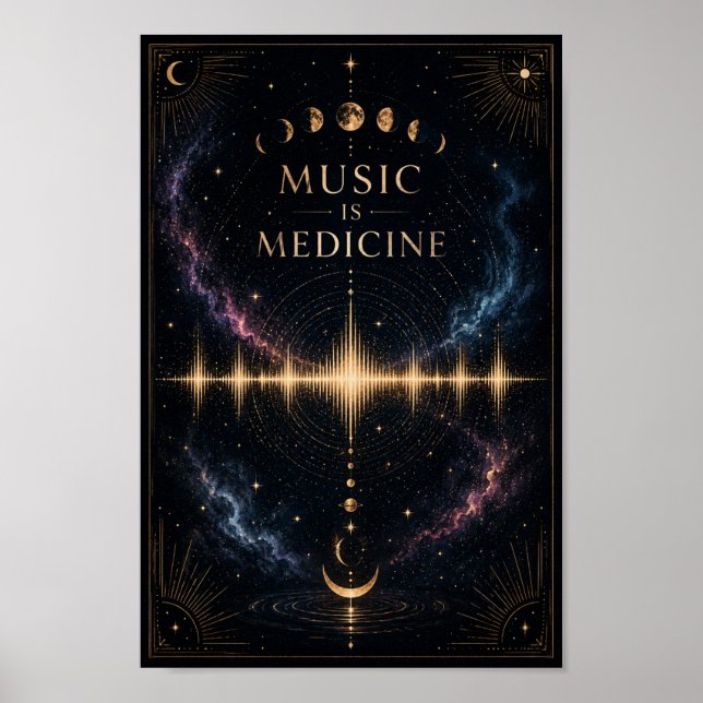 Pôster Música É Medicina | Onda Sonora Celestial (Frente)