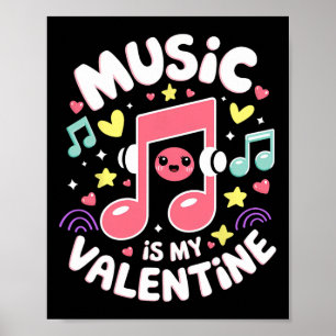 Poster Música É Meu Vale-presente Nota Musical Kawaii Mús