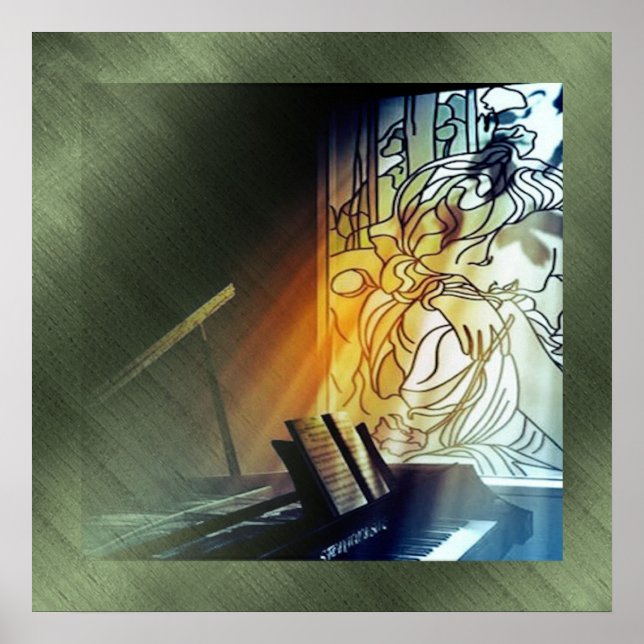 Pôster Música e tela de vidro contida (Frente)