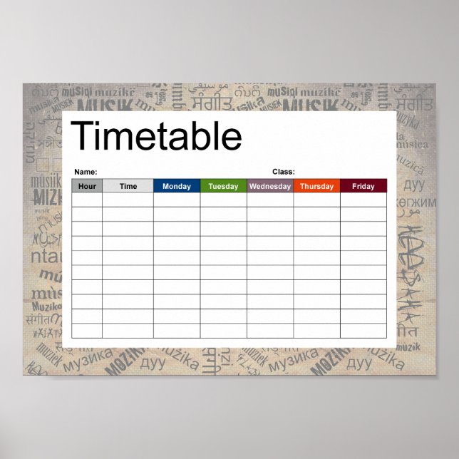 Pôster Música em diferentes idiomas (Frente)
