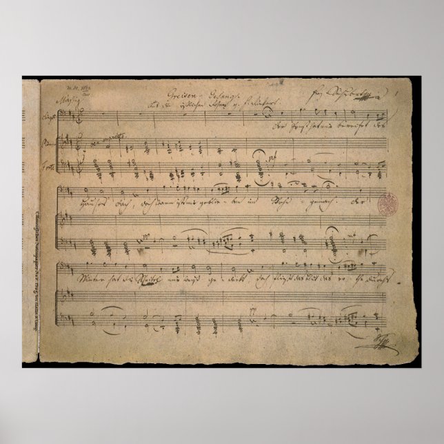 Pôster Música em folha antiga, Canção do Velho, 1822 (Frente)