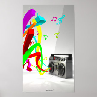 Poster Música High Vibe - Vintage Stereo White