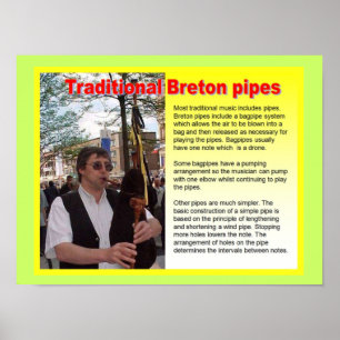 Poster Música, instrumentos, tubulações bretãs