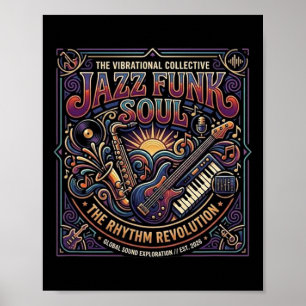 Poster Música Jazz Funk Soul Vibe Retro Revolução do Ritm