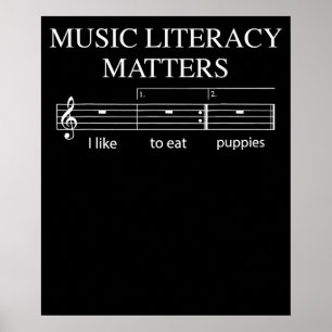 Poster Música Literacia Importa Piada Leitura Repetir Mús