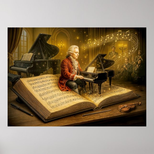 Poster Música Mozart cena de um livro clássico (Frente)