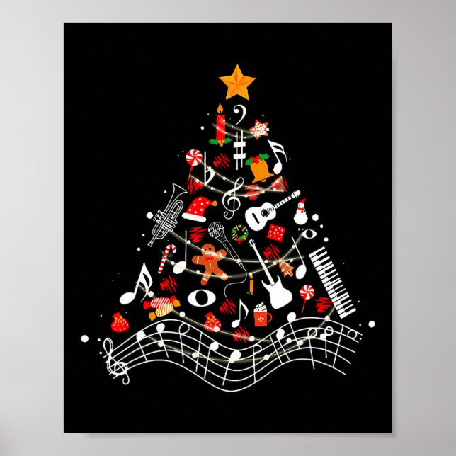 Poster Música Notas de Natal Árvore Música de Professores (Frente)
