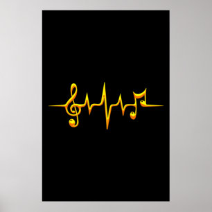 Poster Música Pulse Notes Clef Frequency Wave Sound