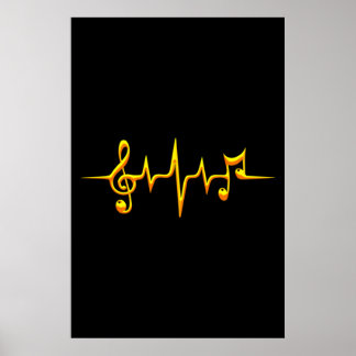 Poster Música Pulse Notes Clef Frequency Wave Sound