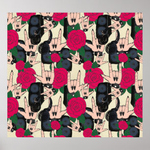 Poster Música rock sem costura, padrão de abstrato.