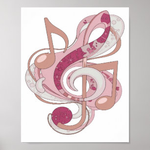 Poster Música Rosa Chic DESIGN MODERNO EM ROSA