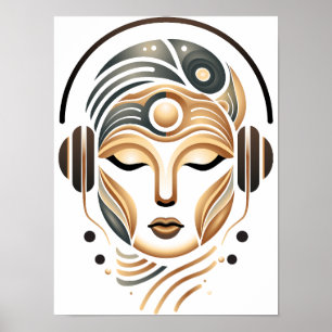 Poster Música Zen Minimalista Deusa Geométrica Abstrata