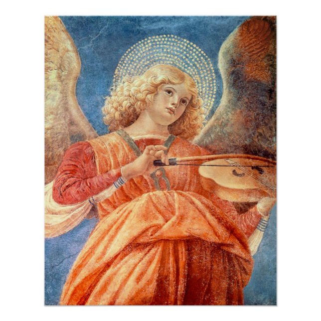Pôster Musical angel playing the violin fresco (Frente)