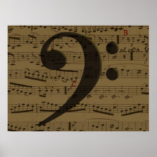 Pôster Musical Bass Clef sheet