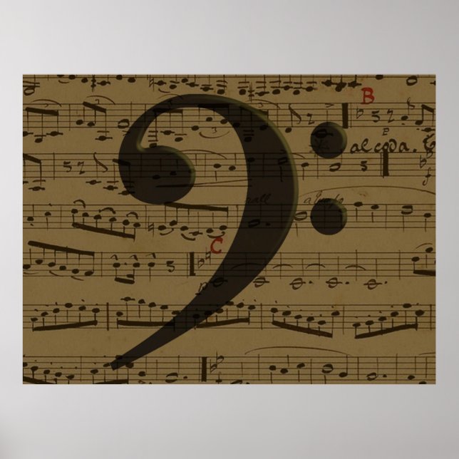 Pôster Musical Bass Clef sheet (Frente)