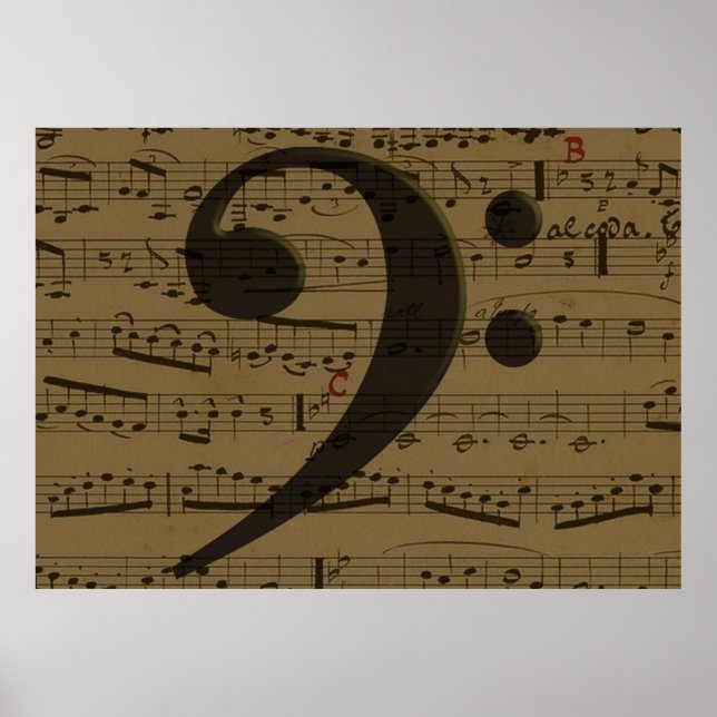 Pôster Musical Bass Clef sheet (Frente)
