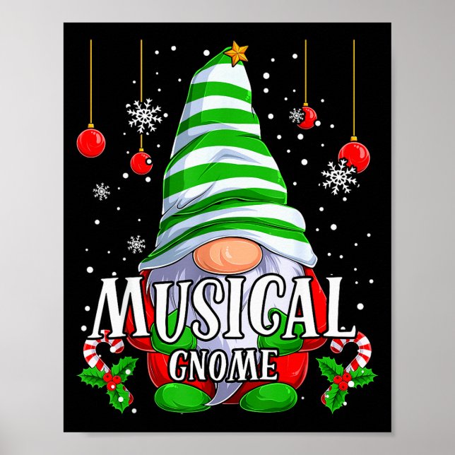 Poster Musical Gnome Christmas Pajamas Matching Family Gr (Frente)
