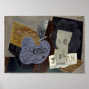 Poster Musical Instruments & Fruta Dish de Picasso (1914)